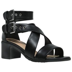 Women Dress Sandals Strappy Buckle Low Chunky Heel